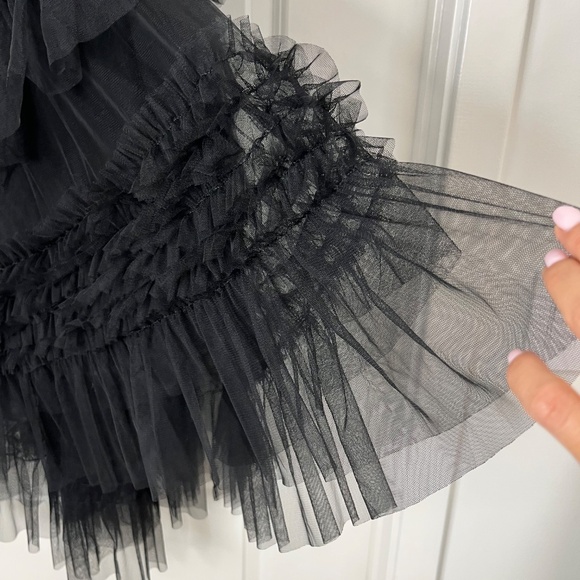 Black Layered Tulle Ruffle Midi Skirt – One Size - Picture 4 of 11